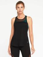 Old Navy Go Dry Ultra Light Mesh Trim Racerback Tank For Women - Black