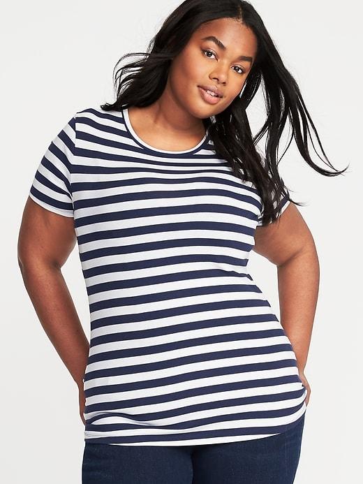 Old Navy Womens Slim-fit Plus-size Crew-neck Tee Navy Stripe Size 1x