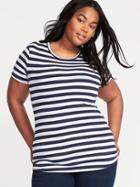 Old Navy Womens Slim-fit Plus-size Crew-neck Tee Navy Stripe Size 1x