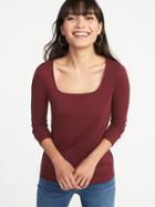 Old Navy Womens Slim-fit Square-neck Tee For Women Maroon Jive Size L