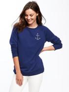 Old Navy Relaxed French Terry Sweatshirt For Women - Navy Blue