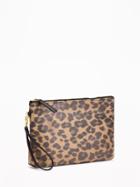 Old Navy Faux Leather Clutch For Women - Leopard