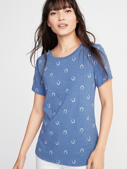 Old Navy Womens Everywear Slub-knit Tee For Women Horseshoe Size S