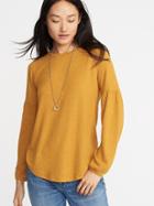 Old Navy Womens Plush-knit Balloon-sleeve Top For Women Tobacco Leaf Size Xs