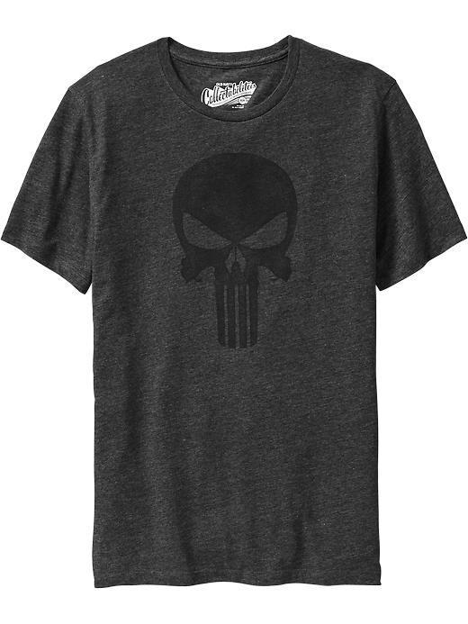 Old Navy Mens Marvel Comics The Punisher Tees - Black Heather