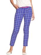 Old Navy Womens The Pixie Ankle Pants Size 0 Regular - Blue Grid