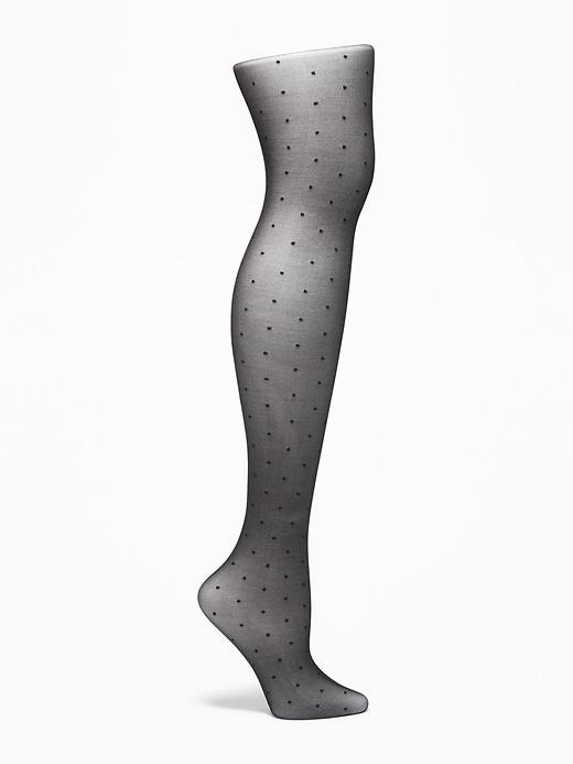 Old Navy Womens Sheer Dot-patterned Nylon Tights For Women Blackjack Size S/m