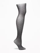 Old Navy Womens Sheer Dot-patterned Nylon Tights For Women Blackjack Size S/m