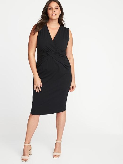 Old Navy Womens Sleeveless Plus-size Cross-front Sheath Dress Black Size 1x