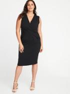 Old Navy Womens Sleeveless Plus-size Cross-front Sheath Dress Black Size 1x