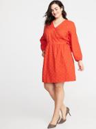 Waist-defined Plus-size Wrap-front Floral Dress