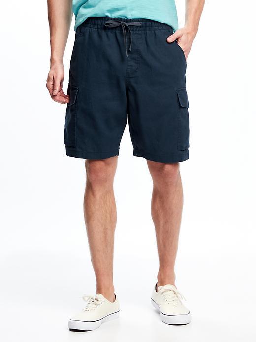 Old Navy Linen Blend Cargo Shorts For Men 9 1/2 - Classic Navy