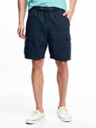 Old Navy Linen Blend Cargo Shorts For Men 9 1/2 - Classic Navy