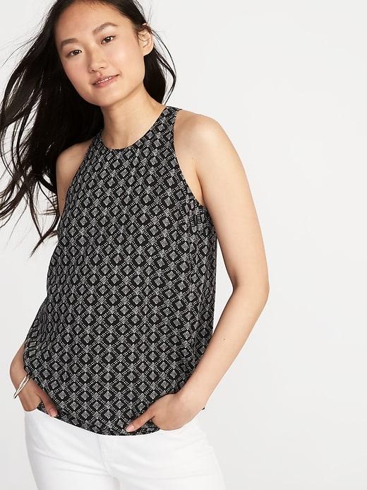 Old Navy Womens Relaxed High-neck Sleeveless Top For Women Black Geo Size M