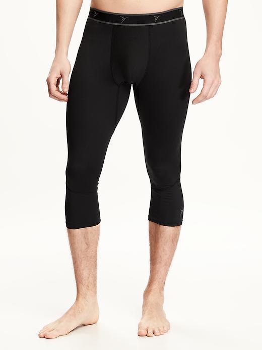 Old Navy Go Dry Mesh Trim Base Layer 3/4 Tights For Men - Black