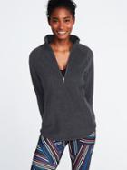 Old Navy Womens Micro Performance Fleece 1/4-zip Pullover For Women Charcoal Heather Size M
