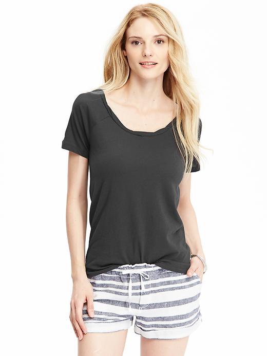 Old Navy Womens Raglan Sleeve Tees Size L Tall - Black Cat