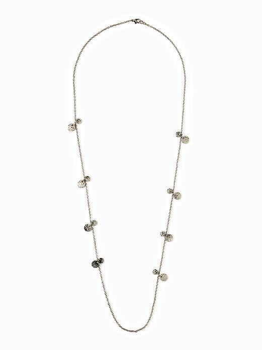 Old Navy Hammered Disc Chain Necklace For Women - Silver