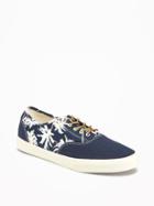 Old Navy Printed Lace Up Canvas Sneakers For Men - Palm Tree