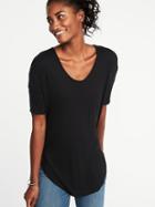 Old Navy Womens Relaxed Luxe Slub-knit Tunic For Women Black Size M