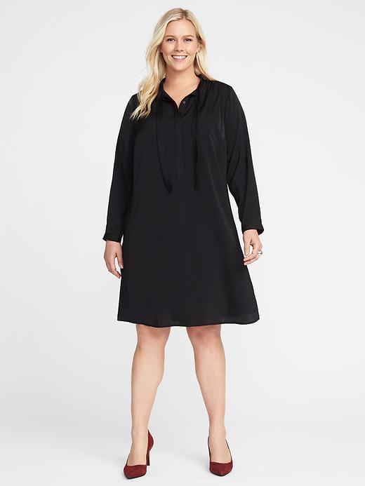 Old Navy Satin Tie Neck Plus - Black