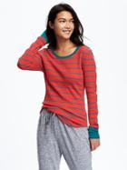 Old Navy Waffle Knit Patterned Tee For Women - Red Stripe