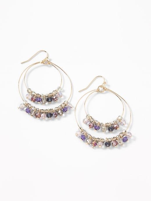 Old Navy  Beaded Double-hoop Earrings For Women Gold Size One Size