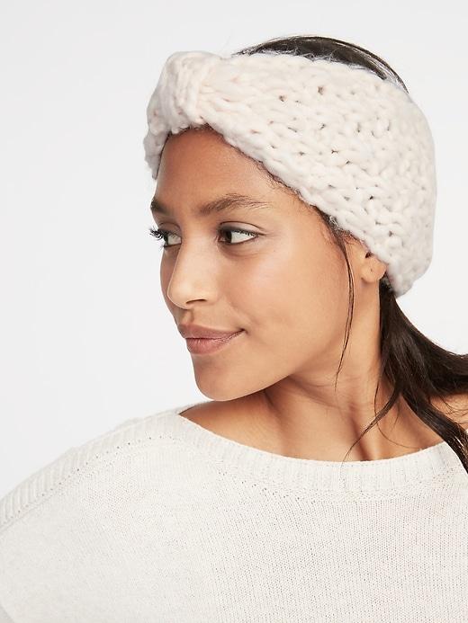 Old Navy Womens Textured Basket-weave Earwarmer For Women Creme De La Creme Size One Size