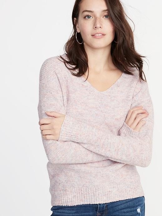 Cozy Marled V-neck Sweater For Women