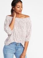 Old Navy Womens Off-the-shoulder Swing Top For Women Red Print Size Xxl