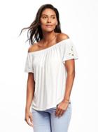 Old Navy Off The Shoulder Cutwork Swing Tee For Women - Cream