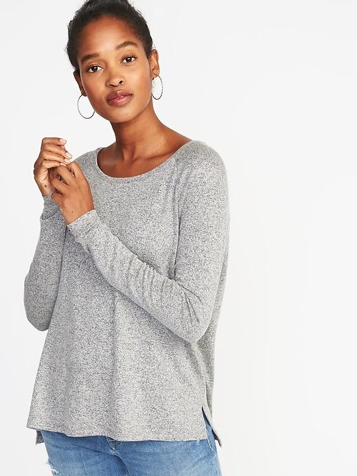 Old Navy Womens Luxe Raglan Scoop-neck Top For Women Light Heather Gray Size Xxl
