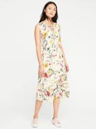 Old Navy Cinched Waist Floral Dress For Women - Red & White Floral