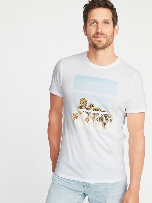 Old Navy Mens Puerto Rico Graphic Tee For Men Bright White Size S