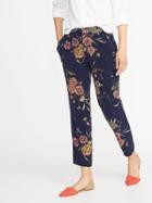 Old Navy Womens Mid-rise Floral Harper Ankle Pants For Women Navy Blue Print Size 20