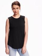 Old Navy Relaxed Lace Yoke Top For Women - Black
