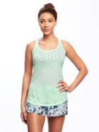 Old Navy Semi Fitted Go Dry Graphic Racerback Tank For Women - Magic Mint