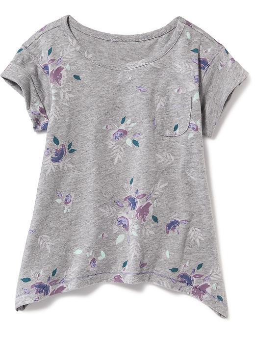 Old Navy Floral Print Sharkbite Hem Tee - Purple Floral
