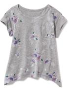 Old Navy Floral Print Sharkbite Hem Tee - Purple Floral