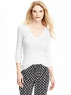 Old Navy Womens Perfect V Neck Tees Size L Petite - Bright White