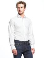 Old Navy Slim Fit Non Iron Signature Stretch Dress Shirt For Men - White Dobby