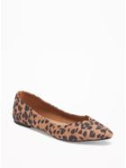 Old Navy Sueded Pointy Ballet Flats For Women - Leopard