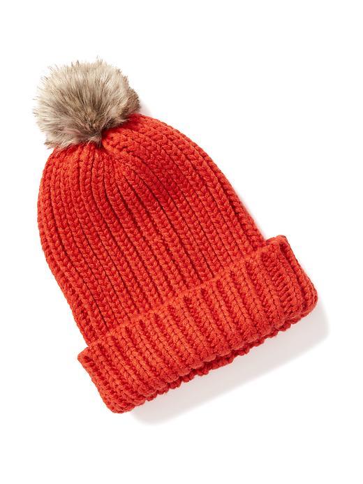 Old Navy Sweater Knit Pom Pom Beanie For Women - Fan The Flames