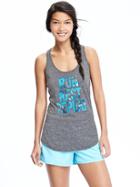 Old Navy Womens Go Dry Graphic Tank Size L - Oahu Blue Polyester