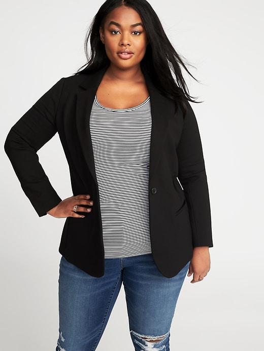 Old Navy Womens Ponte-knit Plus-size Blazer Black Size 3x