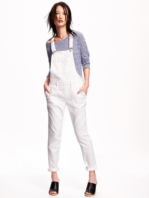 Old Navy White Denim Overalls For Women - Bright White
