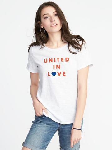 Old Navy Womens Everywear Graphic Crew-neck Tee For Women United In Love Size S