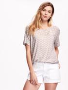 Old Navy Printed Oversized Top For Women - Brown Print