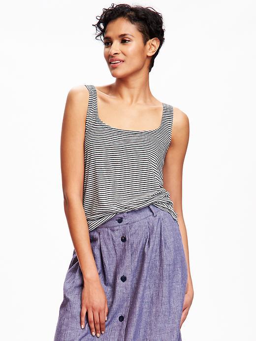 Old Navy Burnout Jersey Double Scoop Tank For Women - O.n. New Black Stripe