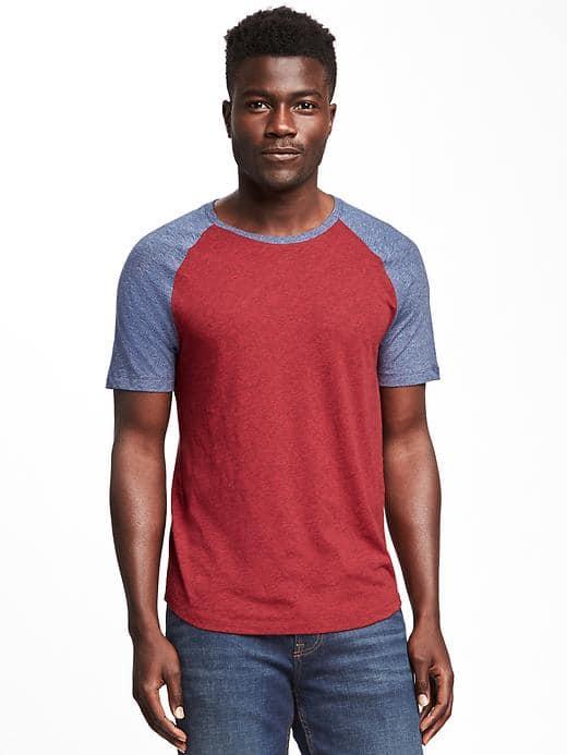 Old Navy Color Block Raglan Tee For Men - Robbie Red